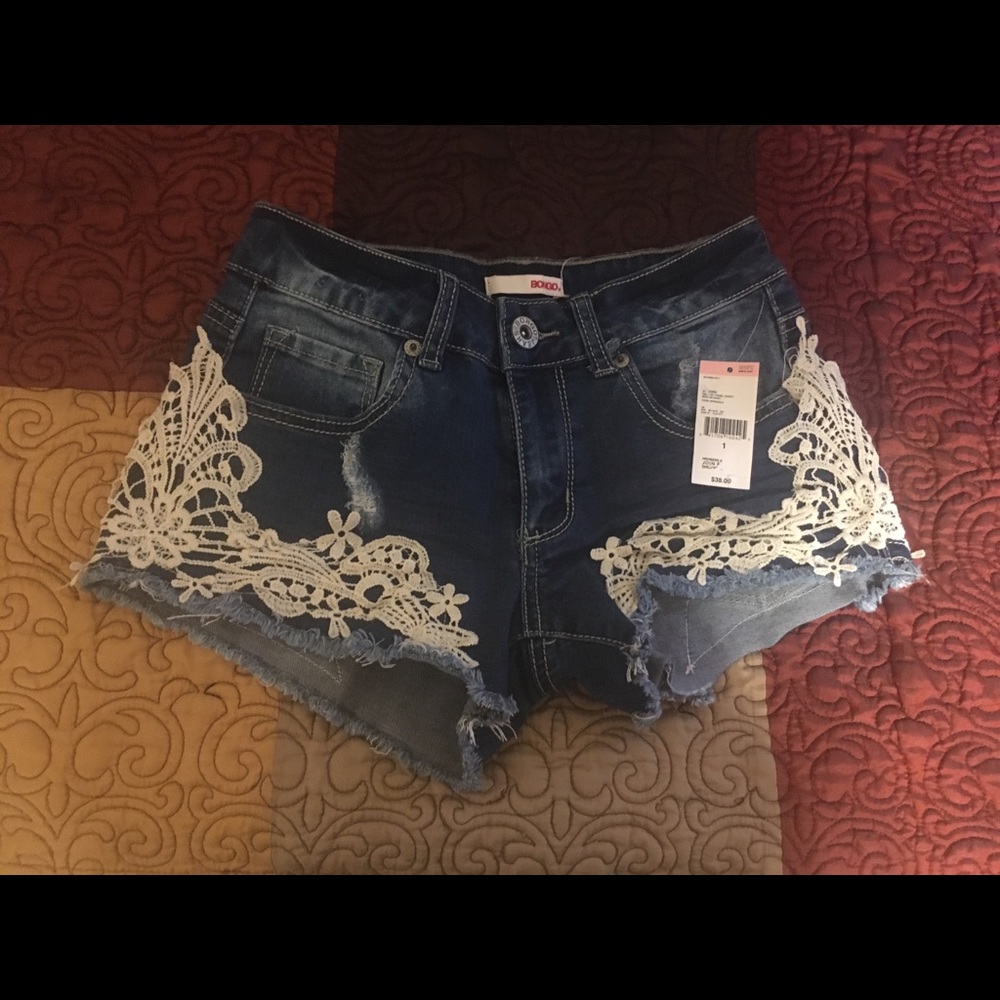 NWT Denham Bongo Lace Appliqué Shorts Sz XS 1